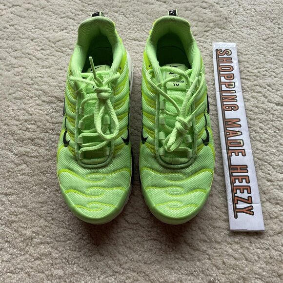 [US 5Y] NIKE AIR MAX PLUS SE GS Double Swoosh Lime Blast Green Running Shoes - Picture 3 of 10